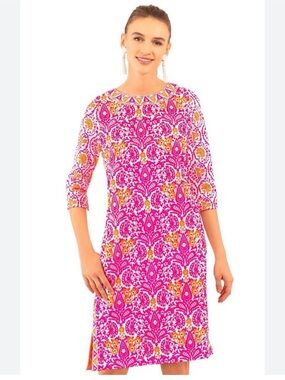 Gretchen Scott Women's Pink & Orange  Printed Shift Dress with pockets